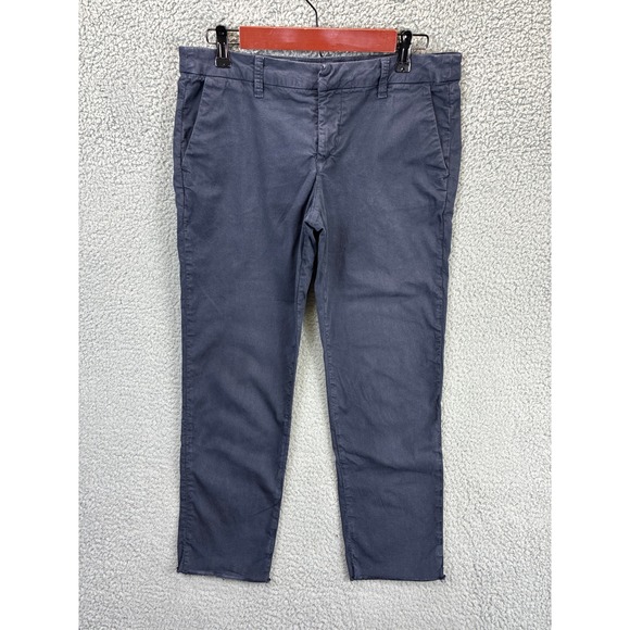 Frank & Eileen Pants - Frank & Eileen Wicklow Chino Pants Womens 6 Blue Cropped Raw Hem Quiet Luxury